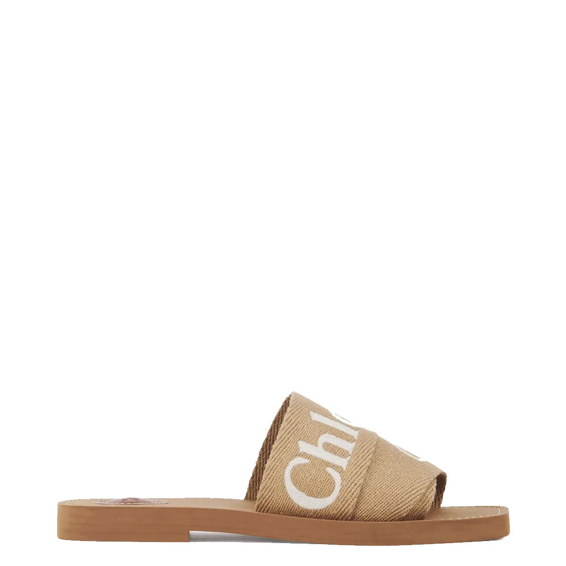 Woody Embroidered Logo Slide, Desert Beige