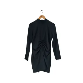 ZARA Black Ruche Front High-collar Dress | Brand New |