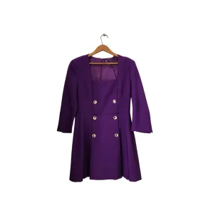 ZARA Purple Gold Buttons Square Neck Dress | Gently Used |